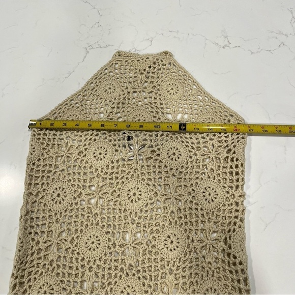 Olivaceous Ivory Floral Crochet Mini Dress Beach Cover Small - Picture 7 of 8